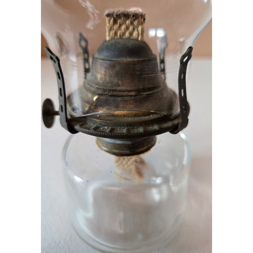 Antique Empire No 2 Oil Lamp Clear Glass Kerosene Lamp Chimney Complete - Picture 7 of 15